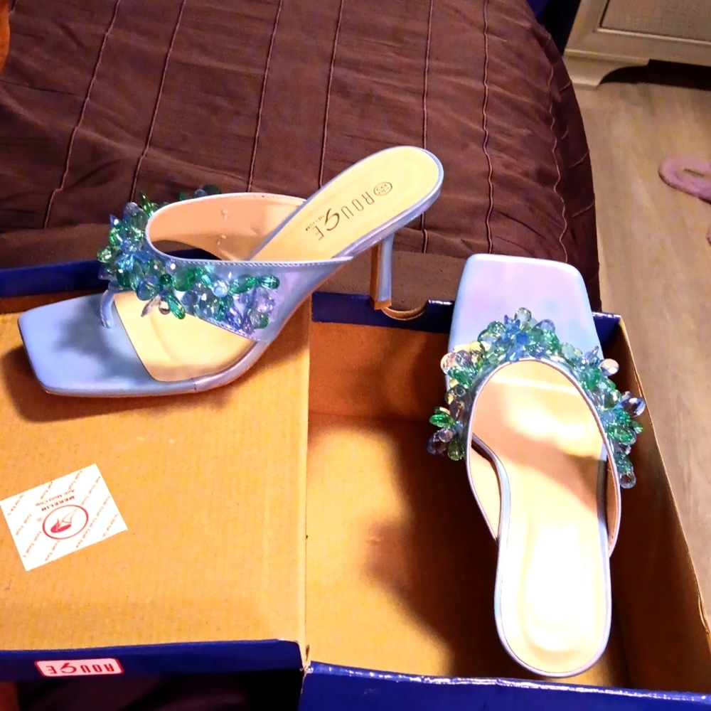 Sexy Slip On Blue Sandal with 💎